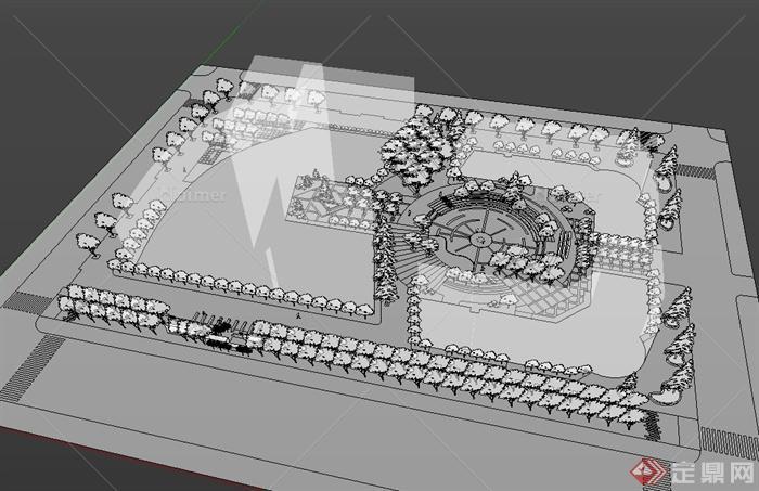 某现代无材质贴图小区景观设计su模型[原创]