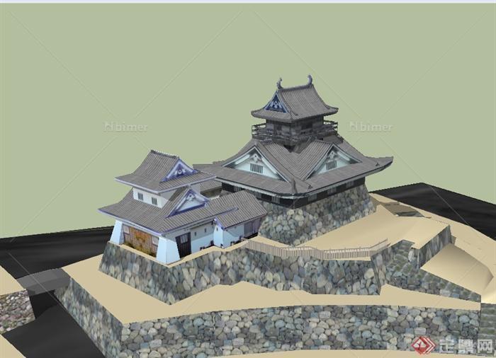 日式风格旅游古建筑设计su模型[原创]