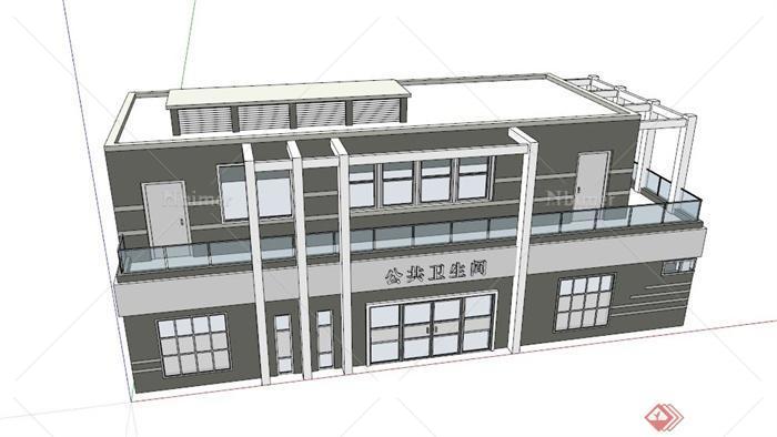 双层公厕建筑设计SU模型