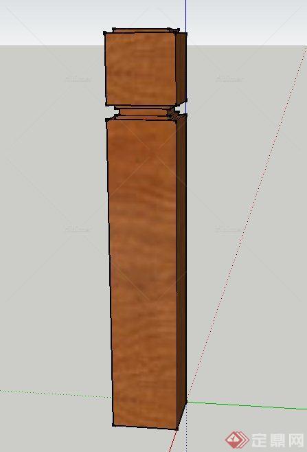 木质手扶梯柱设计SU模型+CAD图