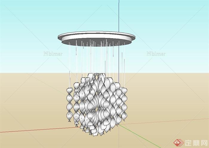 某现代风格室内客厅水晶吊灯设计su模型