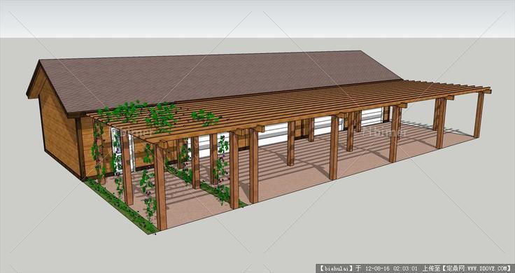 木质车库su模型