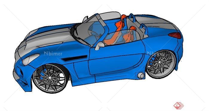 蓝色交通工具敞篷跑车设计SU模型