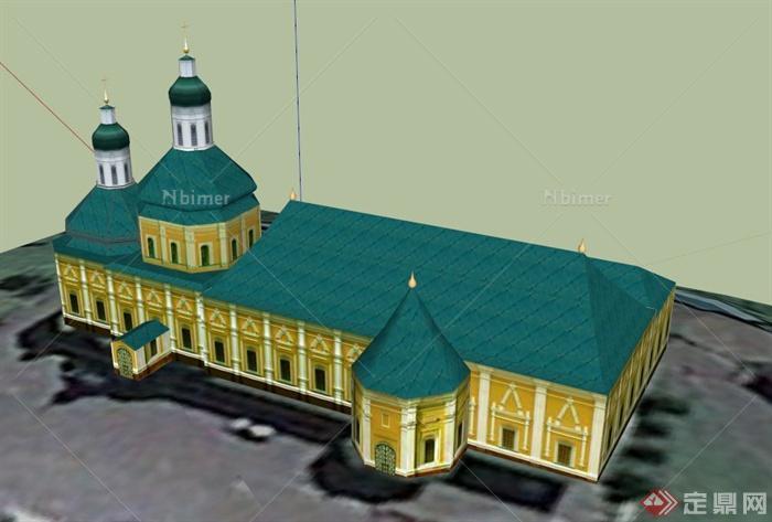 某伊斯兰教堂建筑设计SU模型