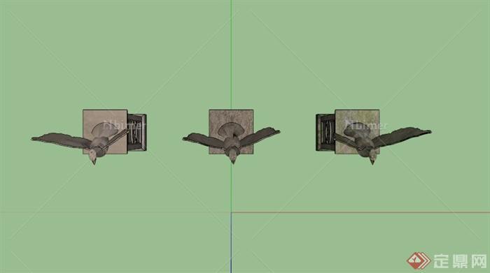 某新古典石材鹰形雕塑SU模型