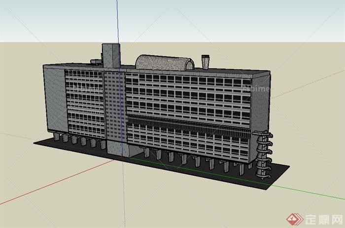 某现代多层公寓楼建筑设计su模型