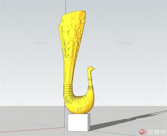 东南亚金孔雀雕塑小品SU模型
