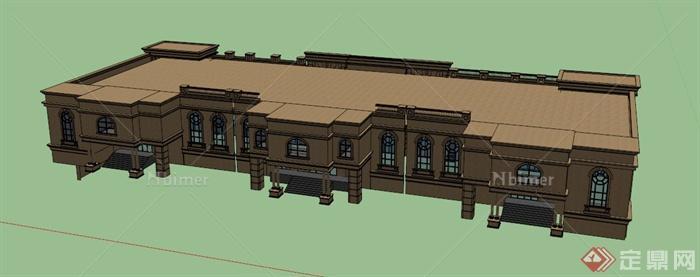 欧式双层商场建筑设计SU模型