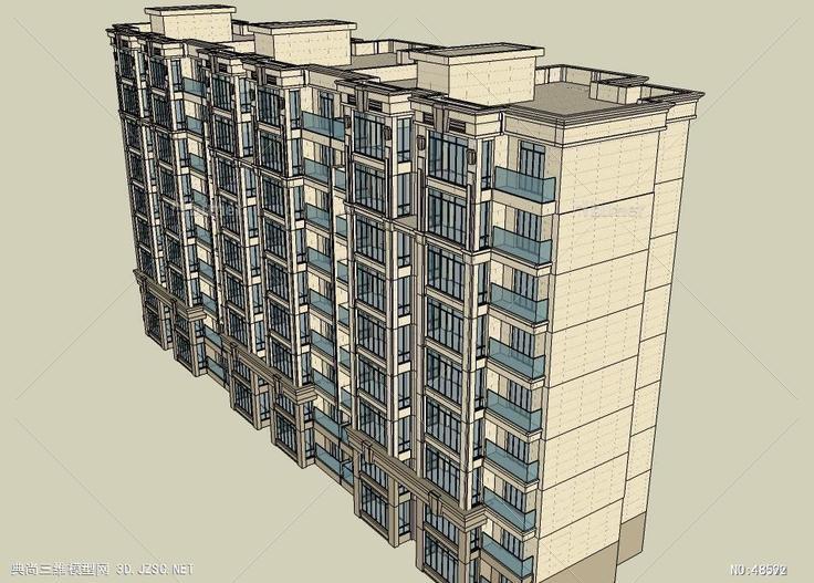 洋房建筑高层住宅 su模型 3d