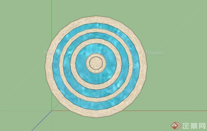 某圆形三层喷水柱SU模型