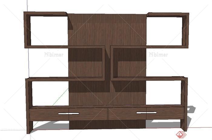 某室内木质书架设计SU模型