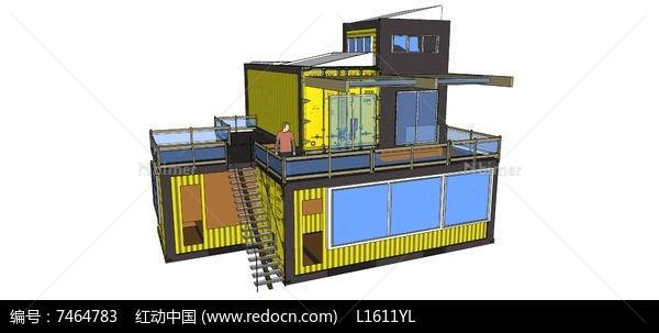 多层集装箱建筑SU