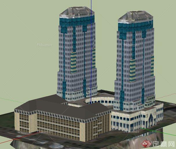 现代高层商业办公综合建筑设计SU模型