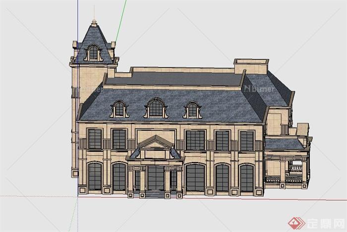 某两层透光性别墅建筑设计SU模型