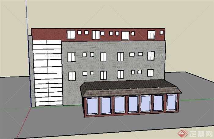 某室外多层居住建筑楼设计SU模型素材