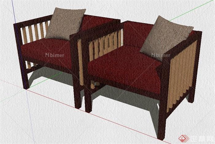 三款中式风格沙发su模型