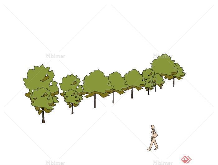 某2d手绘树木植物素材设计su模型[原创]