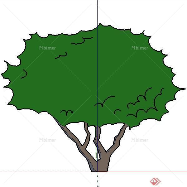 一株园林景观树木SU模型素材（5）