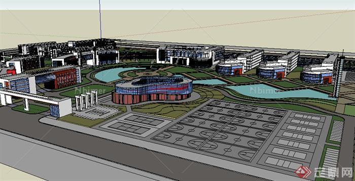 某大型高校教学建筑规划SU模型素材
