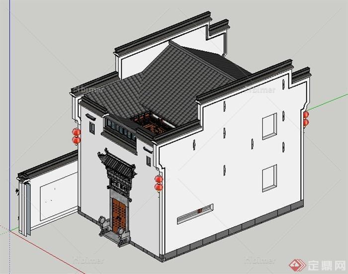 徽派风格祖宅民宅建筑设计su模型