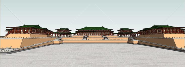 古建类--大明宫 丹凤门-含元殿(158406)su模型下