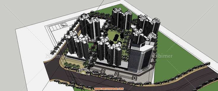 38个居住小区模型sketchup下载