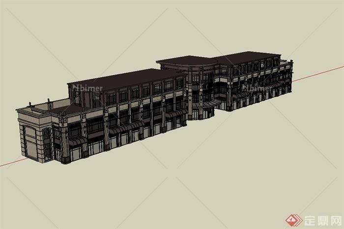 三层新古典风格商业建筑楼设计SU模型[原创]