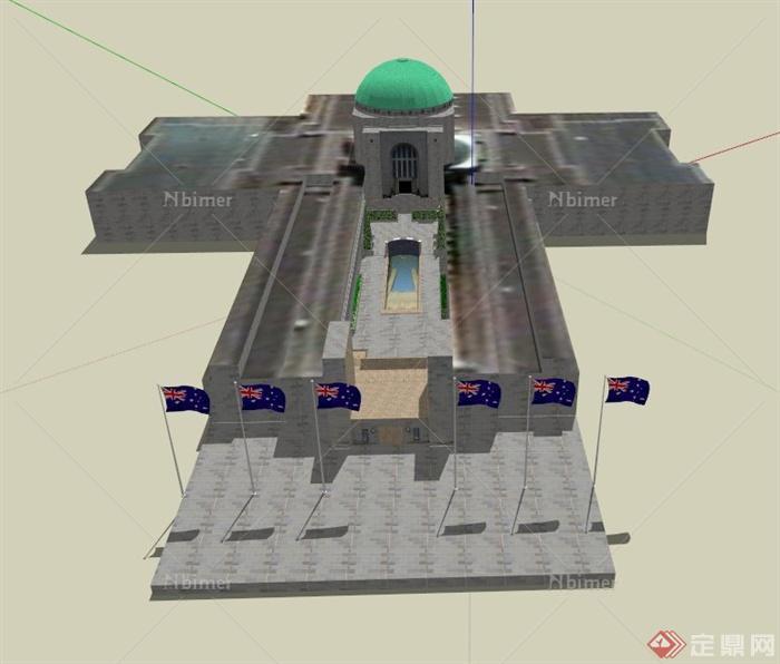 堪培拉战阵纪念馆建筑设计SU模型
