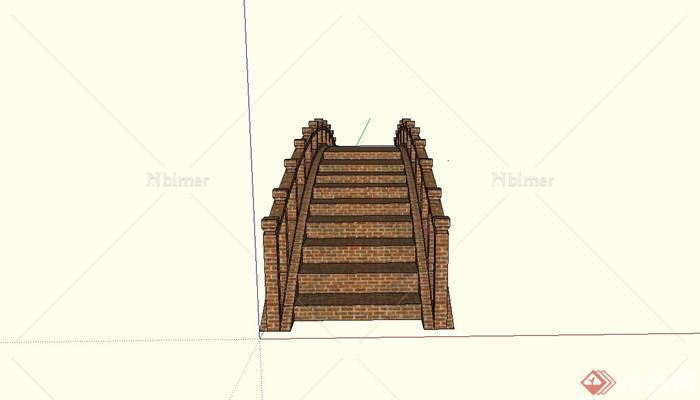 现代中式砖砌拱桥设计su模型