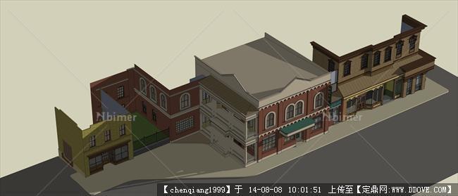 欧式商业建筑规划设计临街面su模型