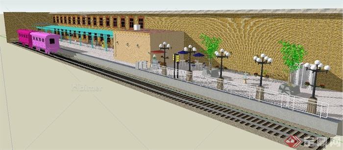 某火车站站台景观设计SU模型