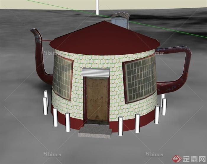 茶壶形住房建筑设计SU模型