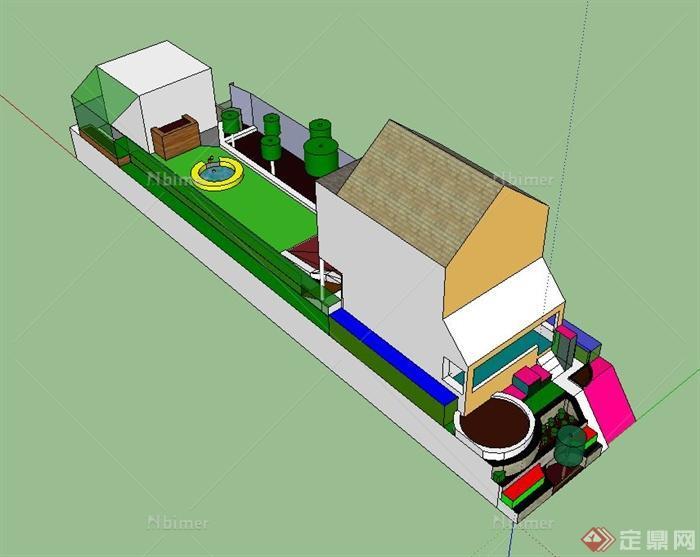 某住宅和庭院轮廓设计SU模型