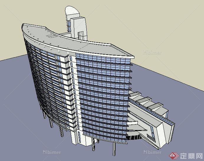 现代小高层酒店设计su建筑模型[原创]