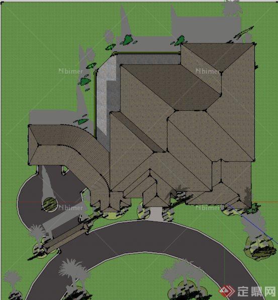 建筑设计古堡式独栋别墅设计SU（草图大师）模型