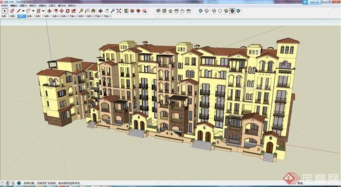 某欧式风格多层住宅建筑设计SU模型