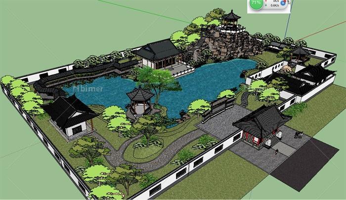 中式古建筑苏州园林景观su模型[原创]