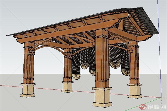 园林景观混搭凉亭su模型