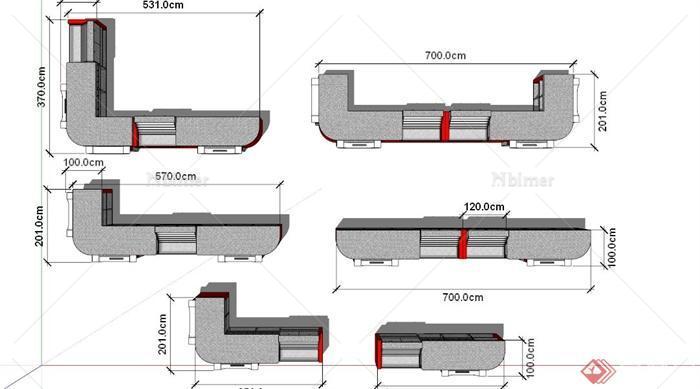 多尺寸公司服务台设计SU模型[原创]