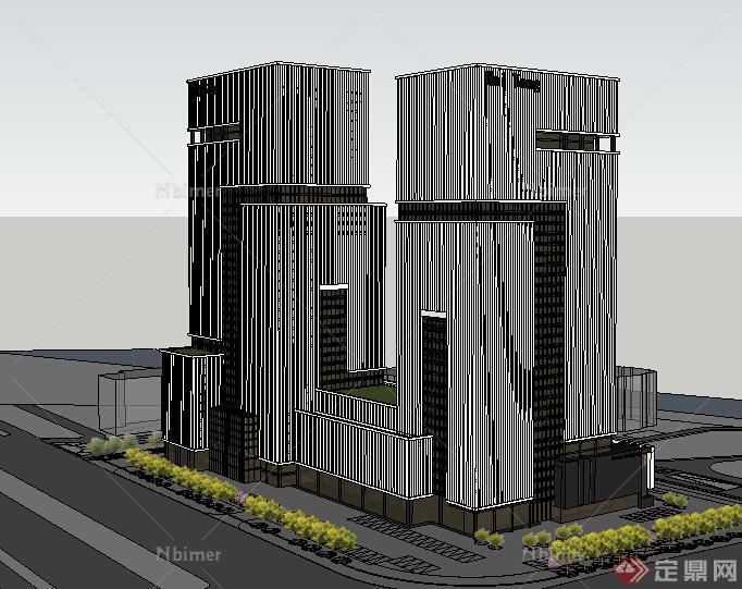 某现代风格高层商业建筑设计方案SU模型1