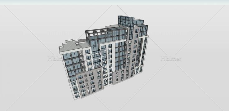 现代高层住宅楼(35510)su模型下载