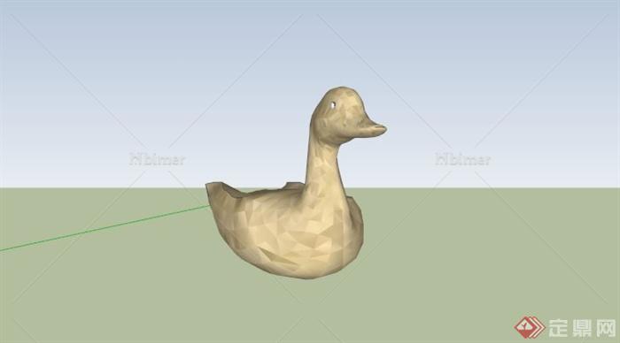 某黄色石材鸭子雕塑小品SU模型