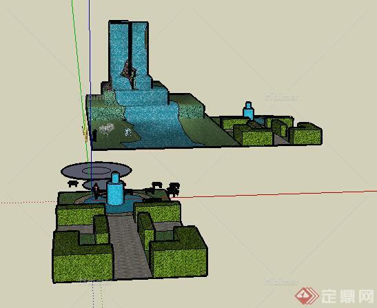 某现代风格水景广场景观设计SU模型