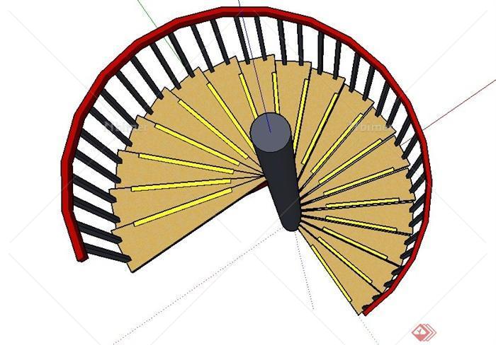 钢架结构室内旋转楼梯设计SU模型