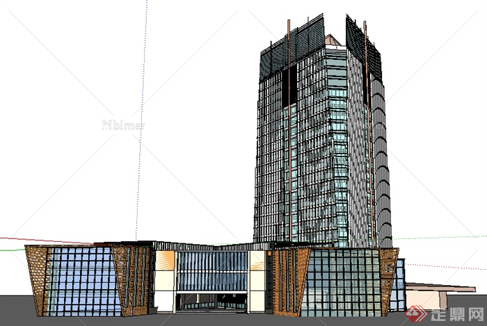 某现代高层商业建筑楼设计SU模型素材