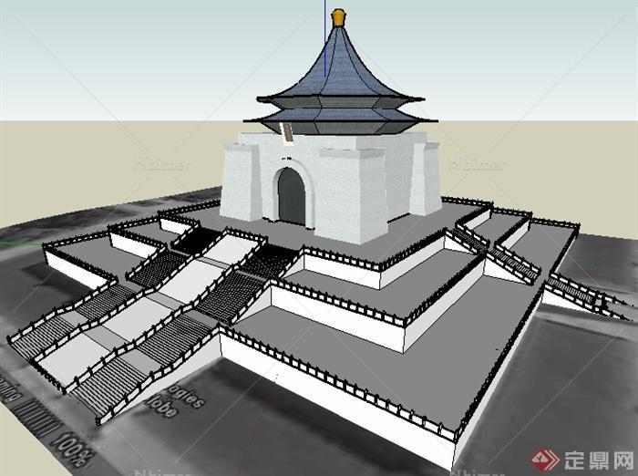 某古典中式风格纪念堂建筑设计su模型