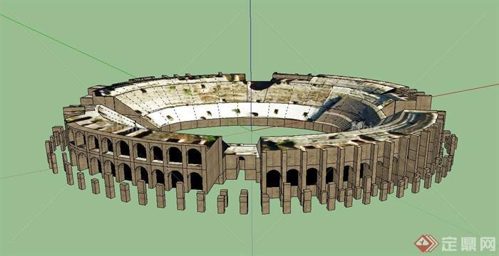 某欧式椭圆形搏斗场建筑设计SU模型