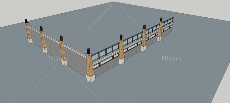 围墙护栏(79923)su模型下载