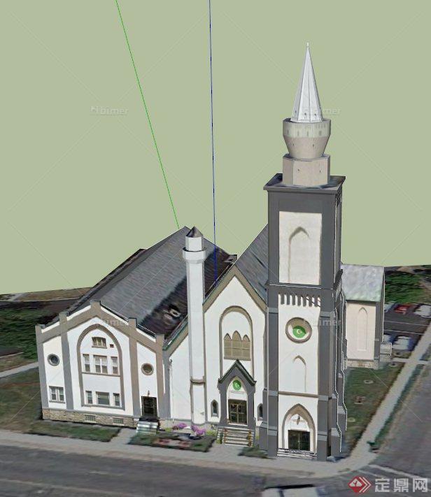 某栋伊斯兰教堂建筑设计SU模型
