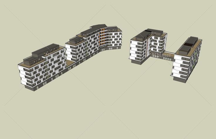 现代多层住宅楼(38288)su模型下载